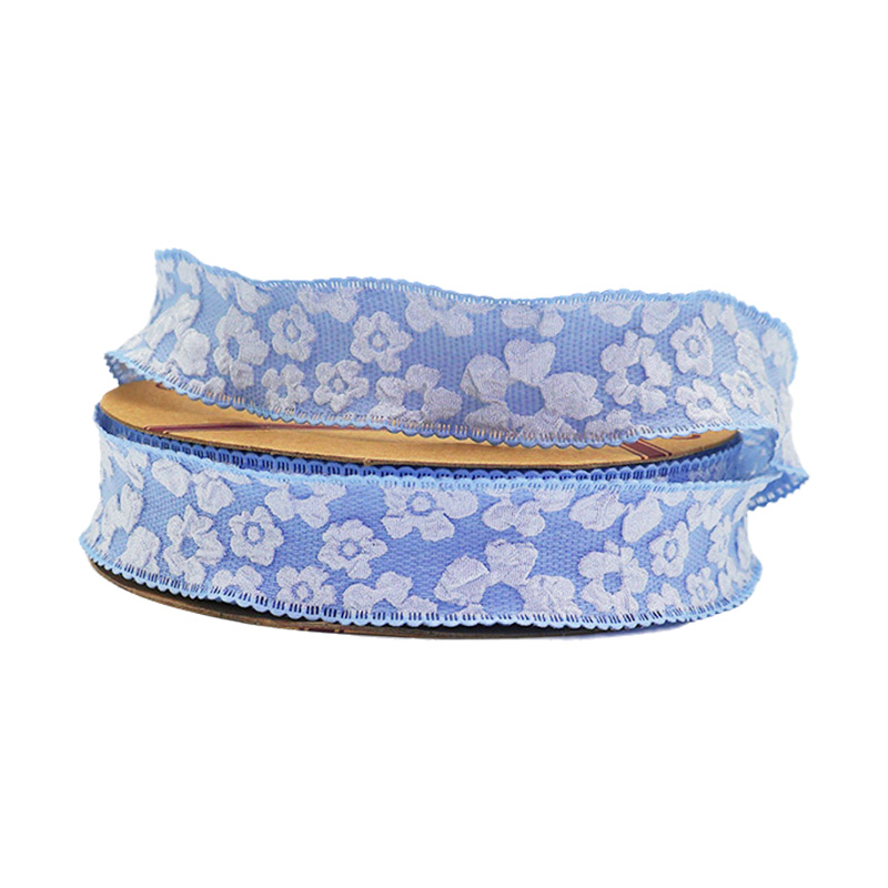 2.5cm 3.8cm jacquard process flower polyester ribbon for decoration