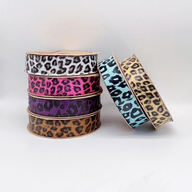 2.5cm 3.8cm polyester ribbon with Leopard Polka Dots