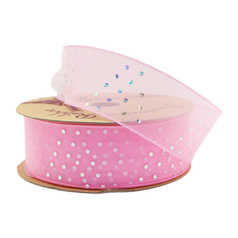 2.5cm 3.8cm oblique sequins polyester ribbon for hairclip bow