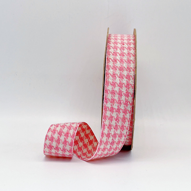 2.5cm 3.8cm Straight edge houndstooth pattern fine linen ribbon