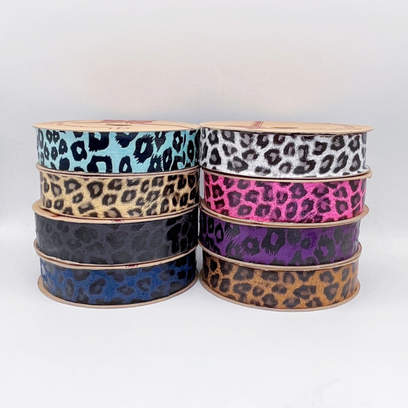 2.5cm 3.8cm polyester ribbon with Leopard Polka Dots