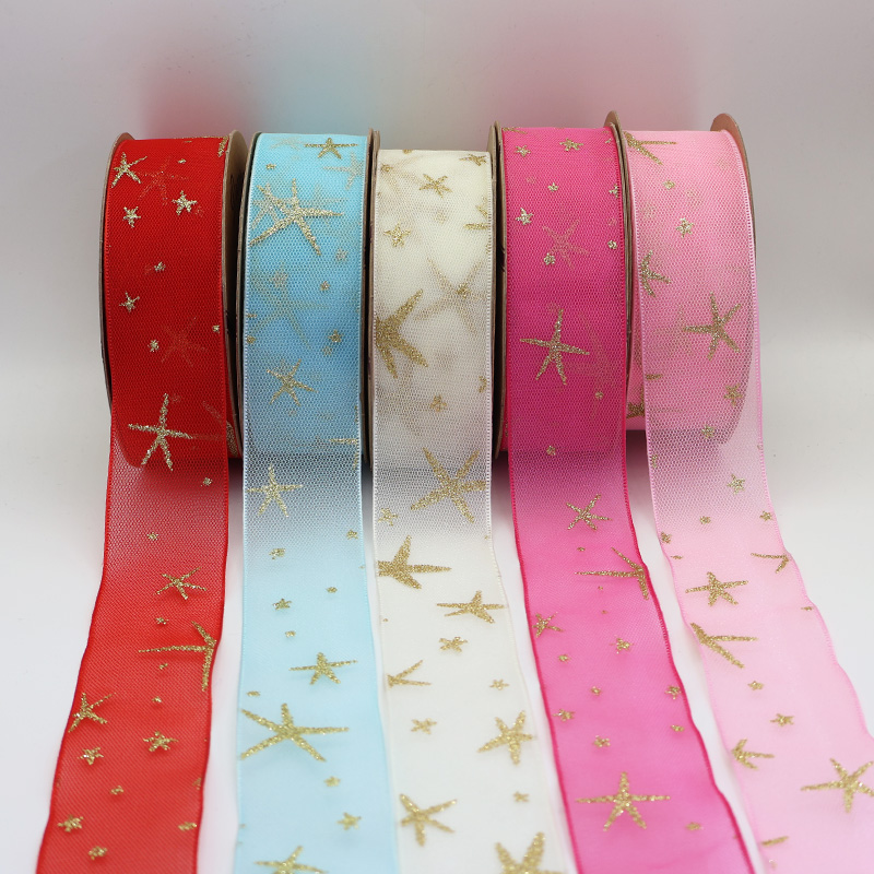 2.5cm 3.8cm starfish polyester ribbon for decoration hairclip bow