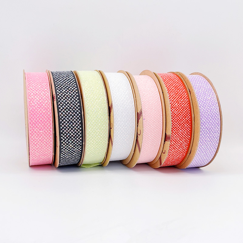 2.5cm 3.8cm shiny diamond polyester ribbon for hairclip bow