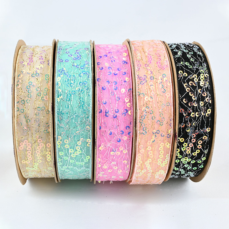 2.5cm 3.8cm shiny discs polyester ribbon for hairclip bow