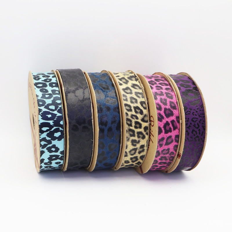 2.5cm 3.8cm polyester ribbon with Leopard Polka Dots