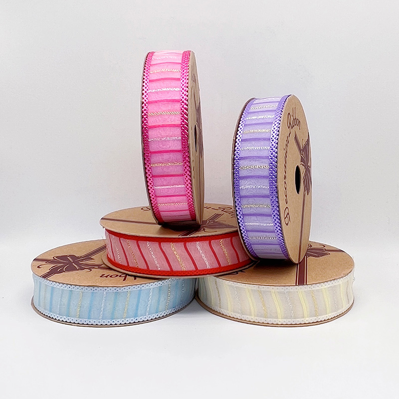 2.5cm 3.8cm horizontal stripes polyester ribbon for hairclip bow