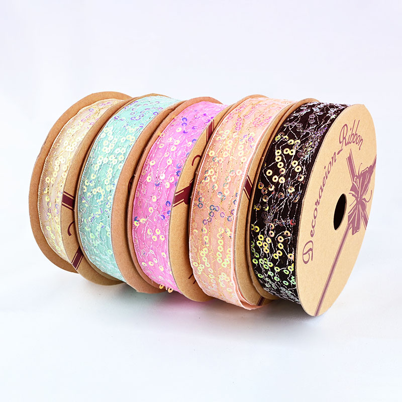 2.5cm 3.8cm shiny discs polyester ribbon for hairclip bow