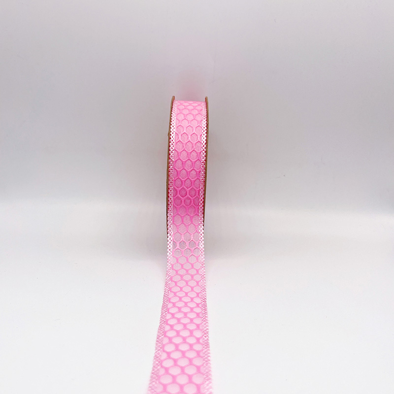 2.5cm 3.8cm honeycomb shape polyester ribbon for hairclip bow