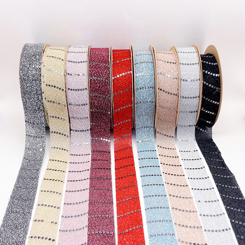 2.5cm 3.8cm horizontal striped polyester ribbon for decoration