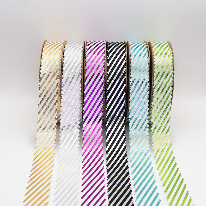 2.5cm 3.8cm diagonal stripes polyester ribbon for decoration