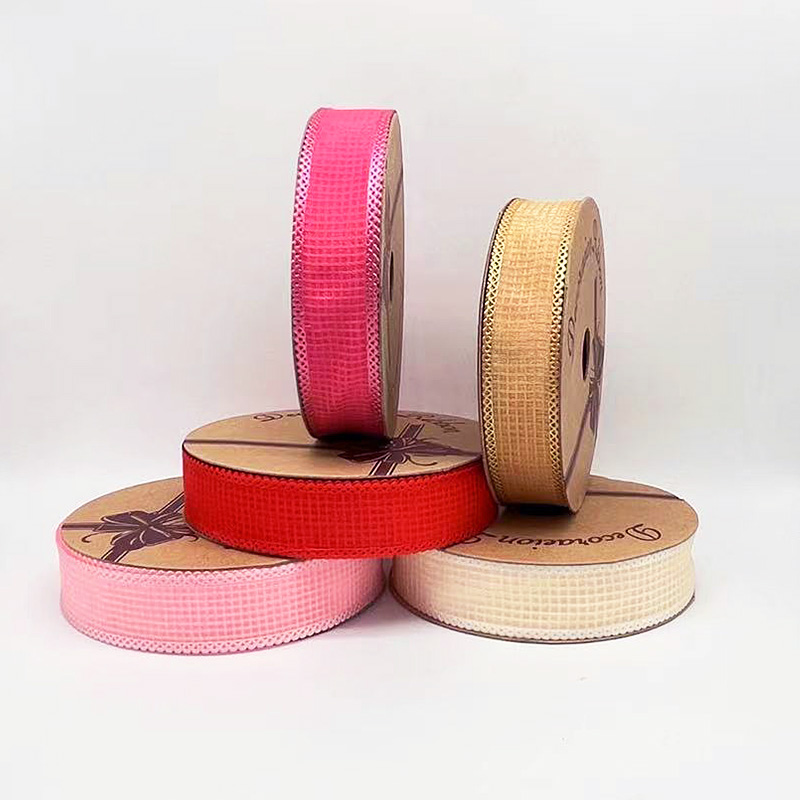 2.5cm 3.8cm grid polyester ribbon for hairclip bow