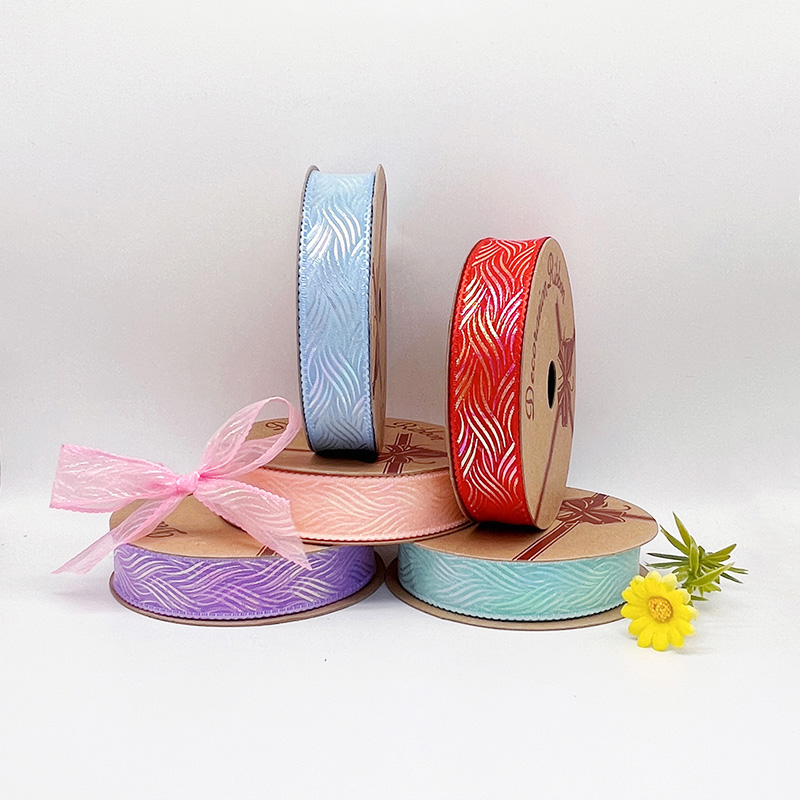 2.5cm 3.8cm wave double-face polyester ribbon for bow hairclip