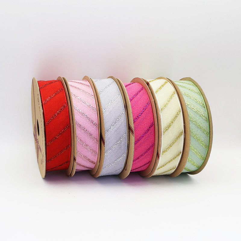 2.5cm 3.8cm shiny diagonal stripes polyester ribbon for hairclip bow