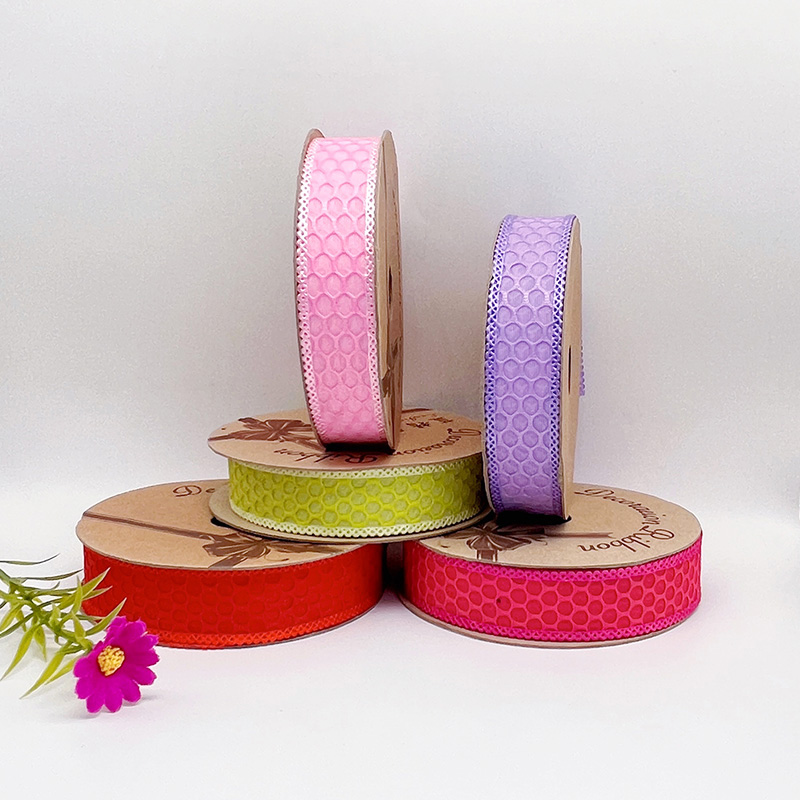 2.5cm 3.8cm honeycomb shape polyester ribbon for hairclip bow