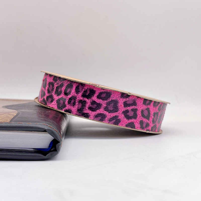 2.5cm 3.8cm polyester ribbon with Leopard Polka Dots