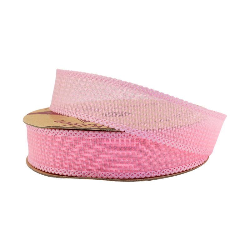 2.5cm 3.8cm grid polyester ribbon for hairclip bow