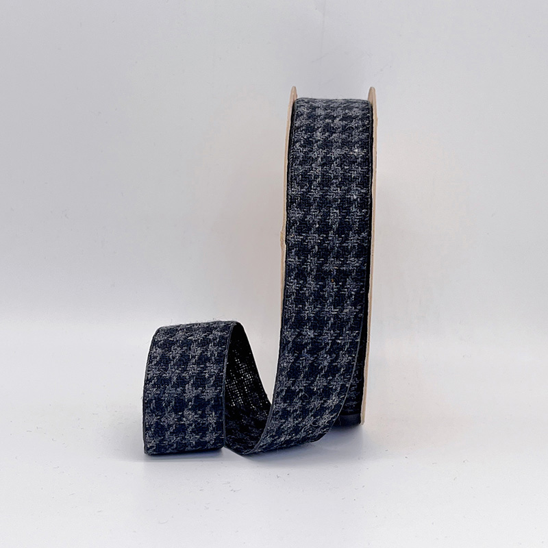 2.5cm 3.8cm Straight edge houndstooth pattern fine linen ribbon