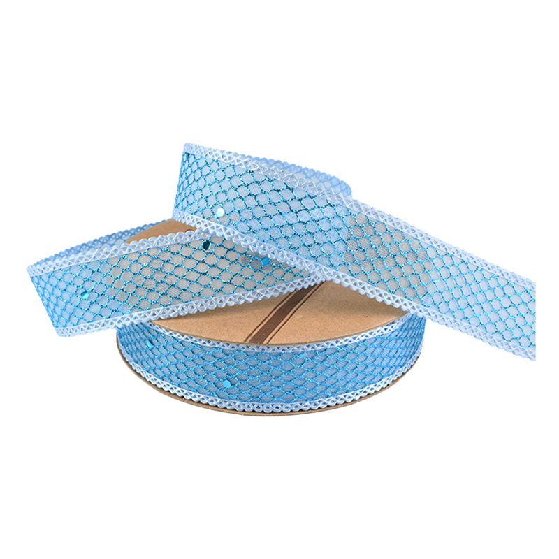 2.5cm 3.8cm shiny grid polyester ribbon for decoration