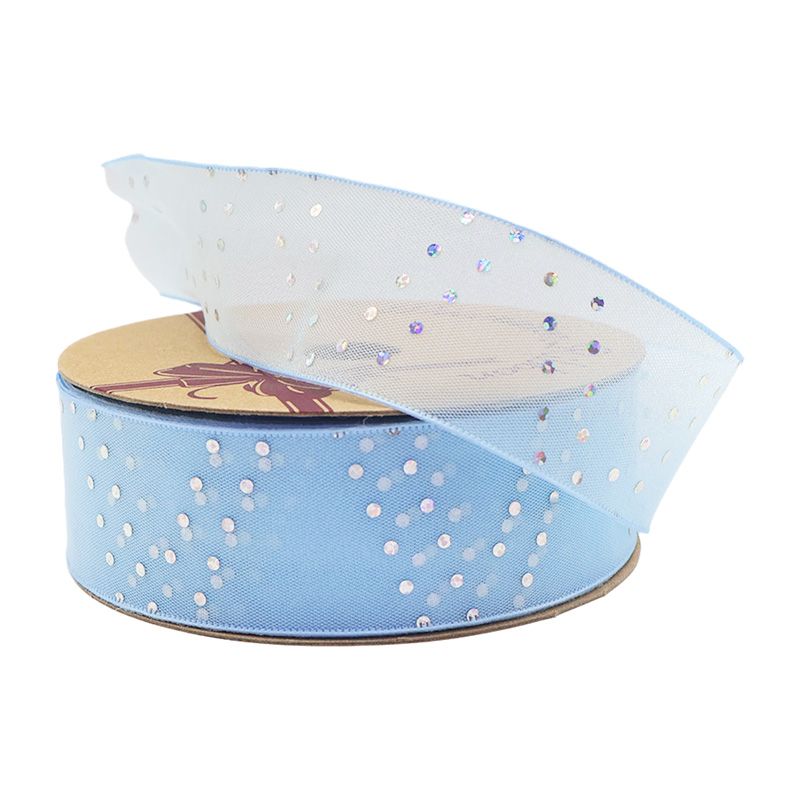 2.5cm 3.8cm oblique sequins polyester ribbon for hairclip bow