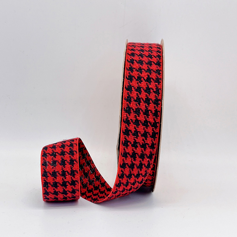 2.5cm 3.8cm Straight edge houndstooth pattern fine linen ribbon