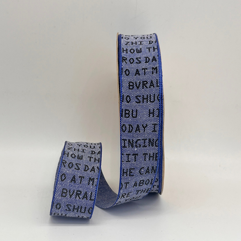 2.5cm 3.8cm Straight edge black letters fine linen ribbon