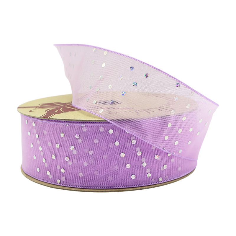 2.5cm 3.8cm oblique sequins polyester ribbon for hairclip bow