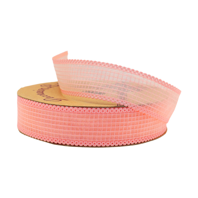 2.5cm 3.8cm grid polyester ribbon for hairclip bow