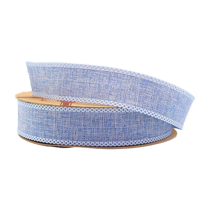 Solid Color 2.5cm 3.8cm wavy edge fine linen ribbon