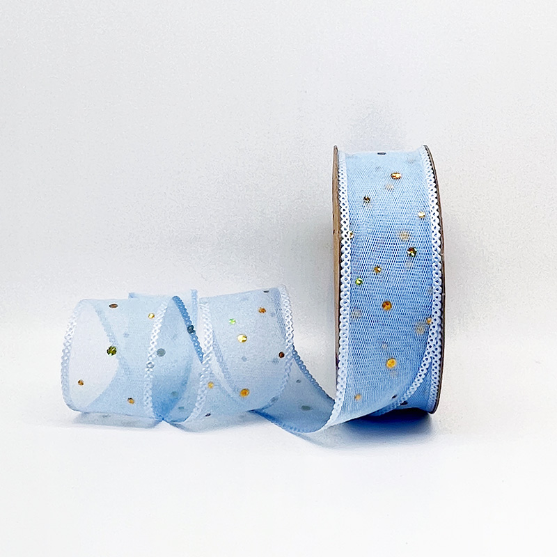 2.5cm 3.8cm golden dots polyester ribbon for hairclip bow