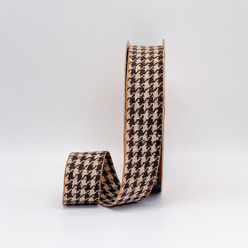 2.5cm 3.8cm Straight edge houndstooth pattern fine linen ribbon