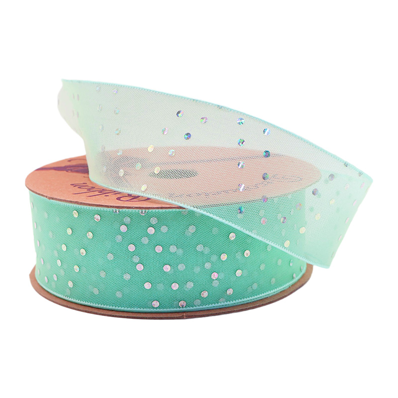 2.5cm 3.8cm oblique sequins polyester ribbon for hairclip bow