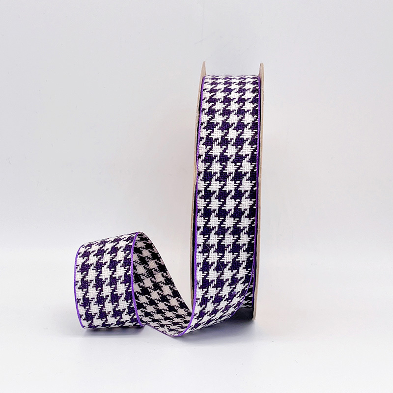 2.5cm 3.8cm Straight edge houndstooth pattern fine linen ribbon