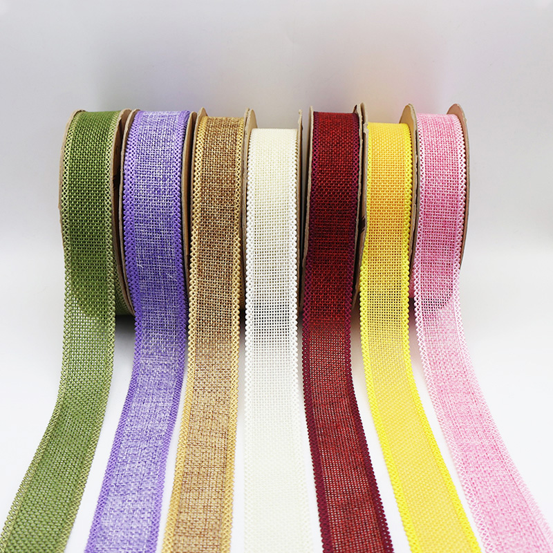 solid color 2.5cm 3.8cm Straight edge burlap ribbon