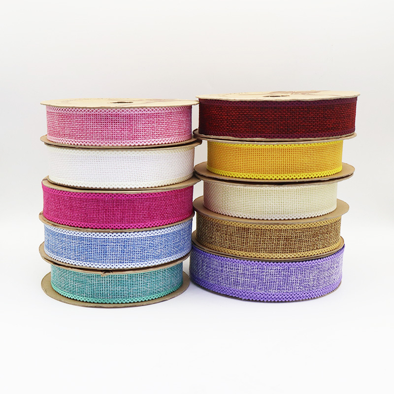 solid color 2.5cm 3.8cm Straight edge burlap ribbon