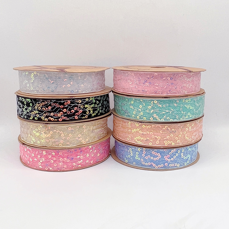 2.5cm 3.8cm shiny discs polyester ribbon for hairclip bow