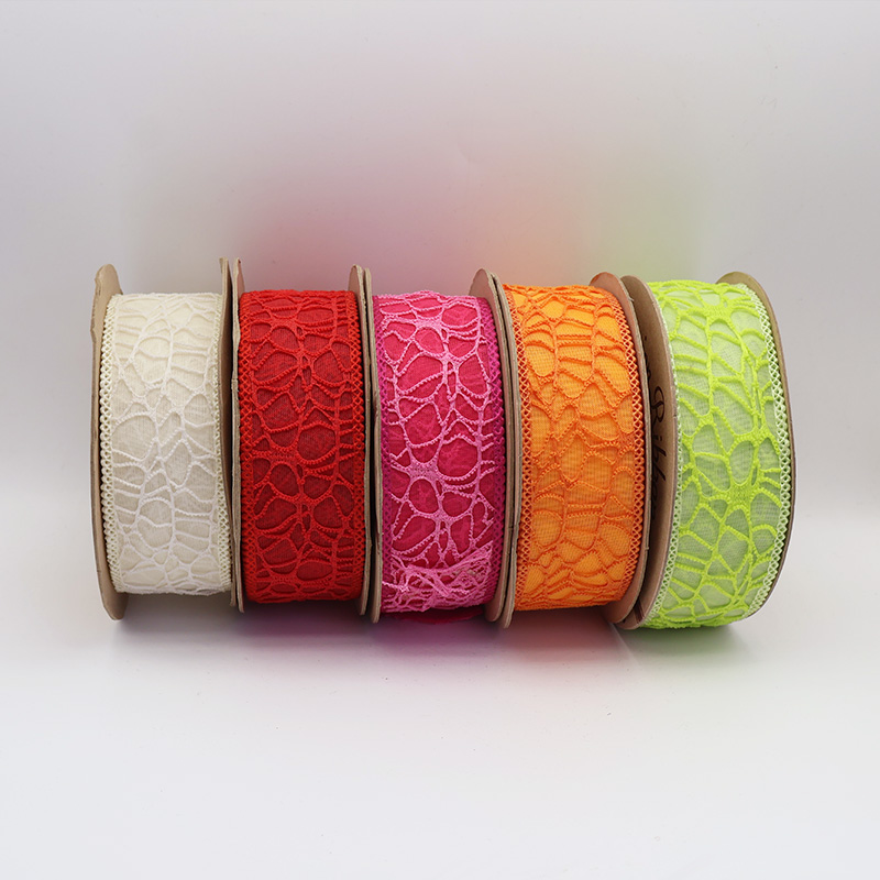 2.5cm 3.8cm spider web texture polyester ribbon for decoration hairclip