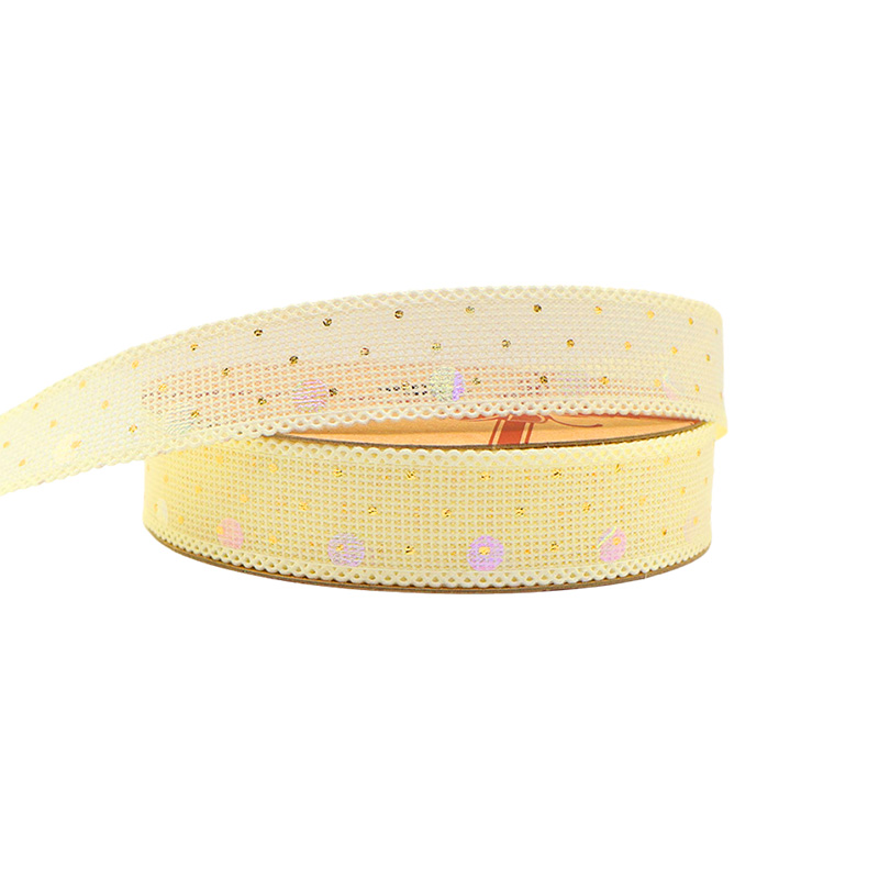 2.5cm 3.8cm Straight edge burlap ribbon with dots