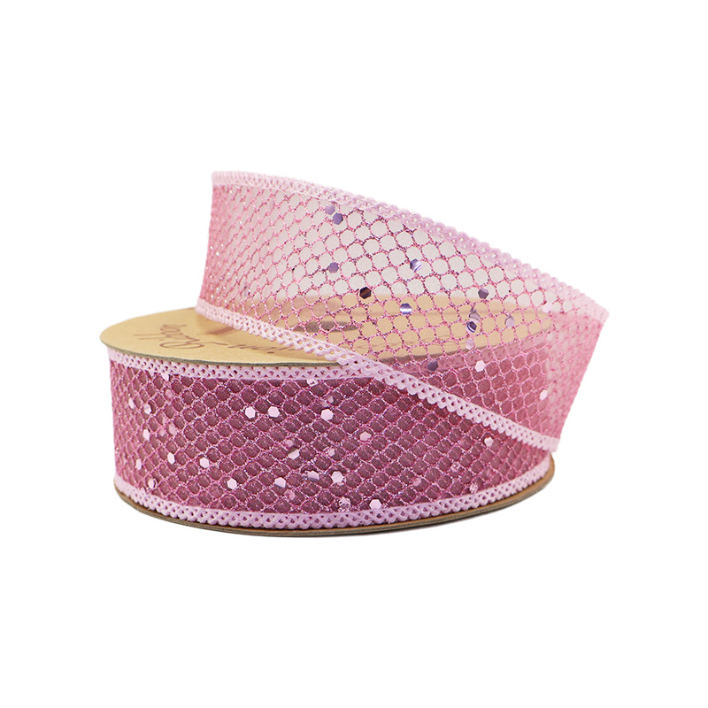 2.5cm 3.8cm shiny grid polyester ribbon for decoration