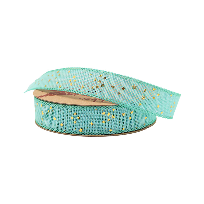 2.5cm 3.8cm Straight edge burlap ribbon with stars