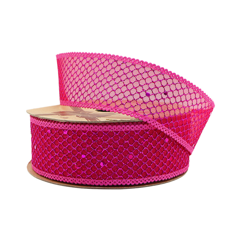 2.5cm 3.8cm shiny grid polyester ribbon for decoration