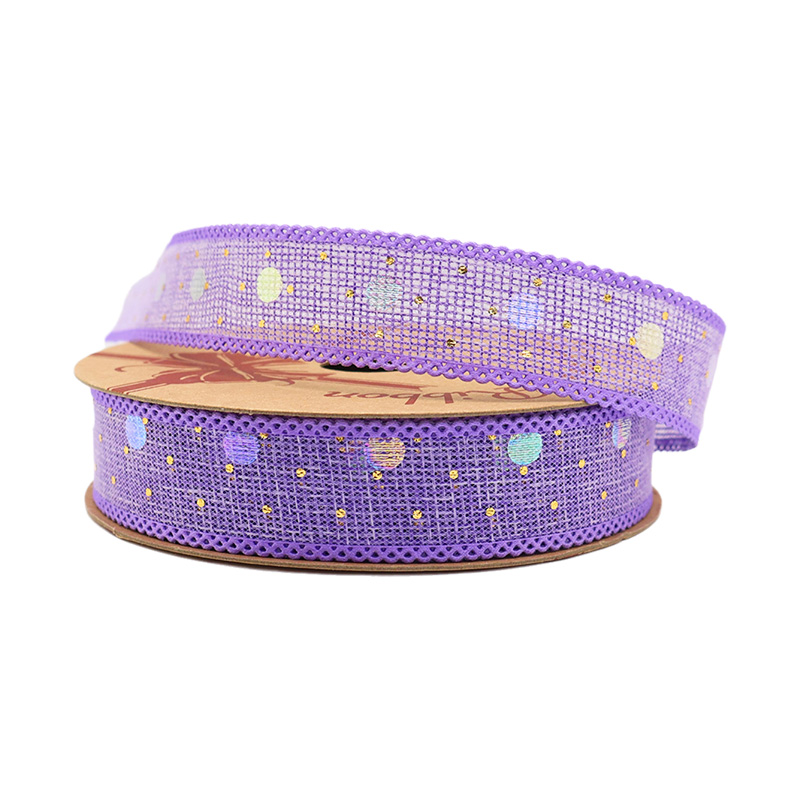 2.5cm 3.8cm Straight edge burlap ribbon with dots