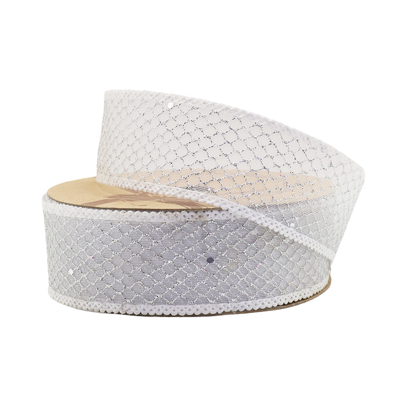 2.5cm 3.8cm shiny grid polyester ribbon for decoration