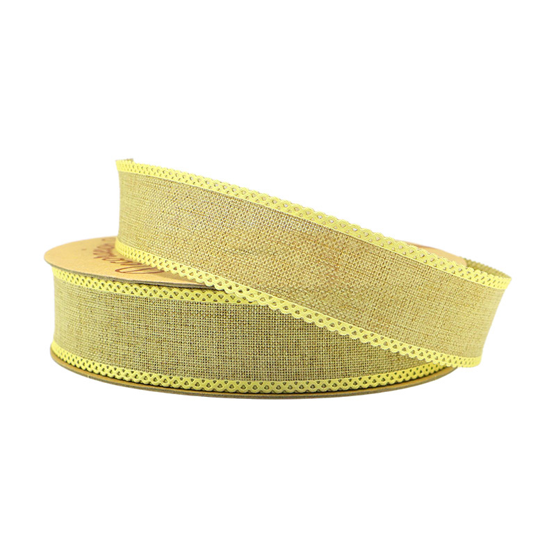 Solid Color 2.5cm 3.8cm wavy edge fine linen ribbon