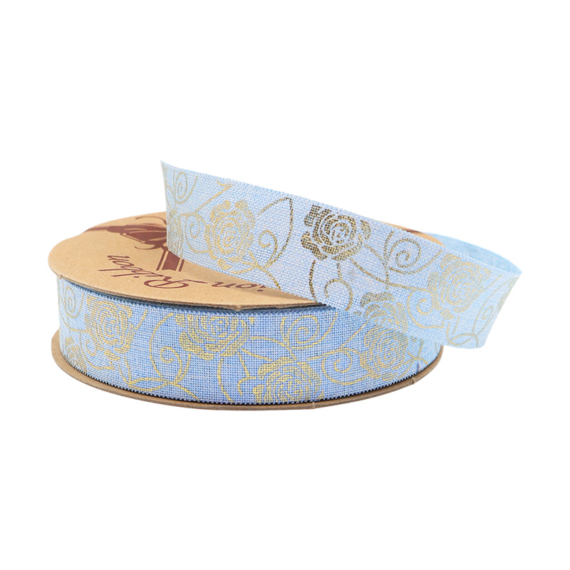 2.5cm 3.8cm Straight edge golden rose fine linen ribbon