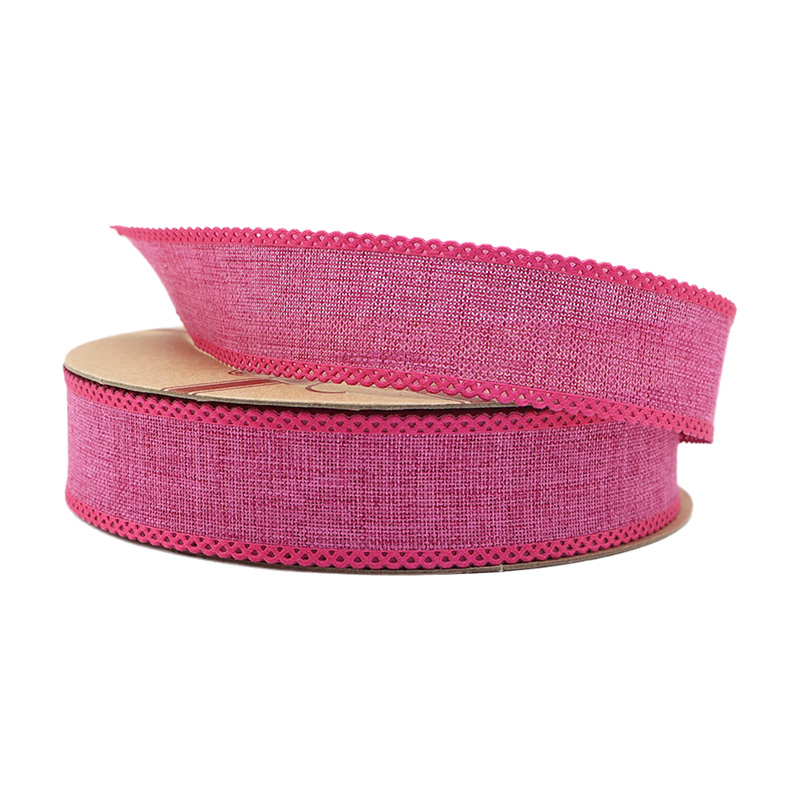 Solid Color 2.5cm 3.8cm wavy edge fine linen ribbon