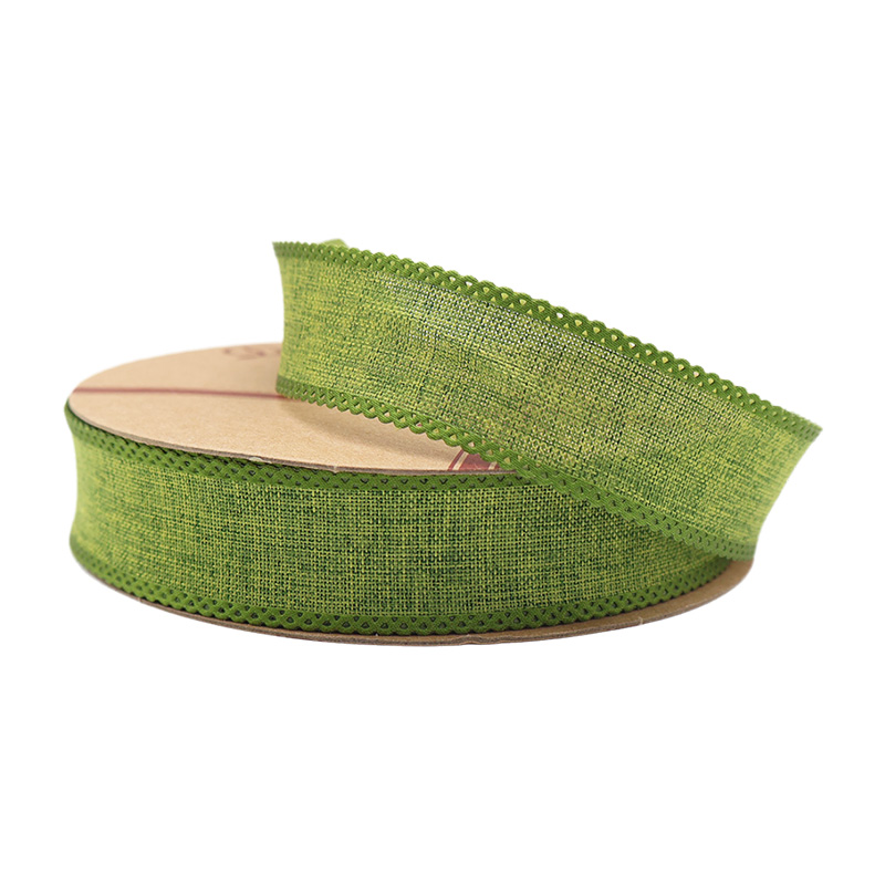 Solid Color 2.5cm 3.8cm wavy edge fine linen ribbon