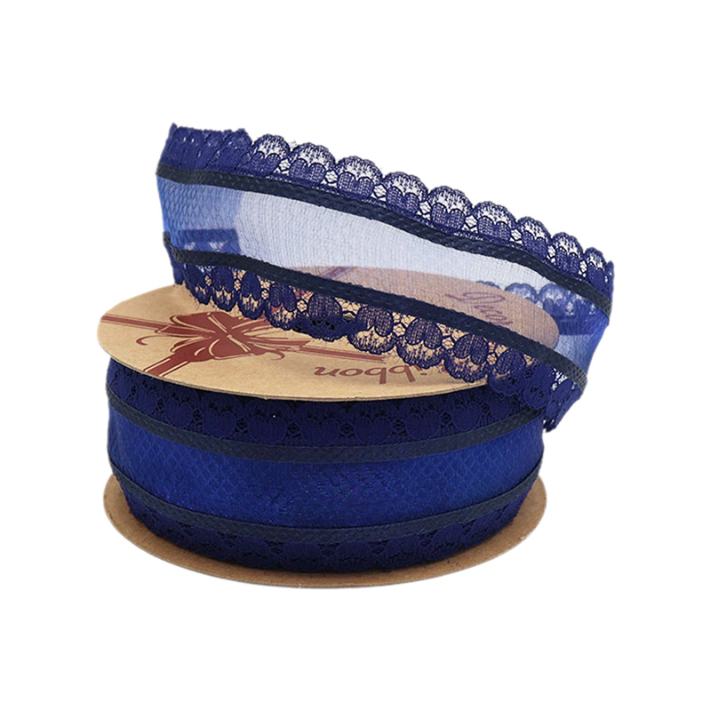 2.5cm 3.8cm polyester ribbon with double lace