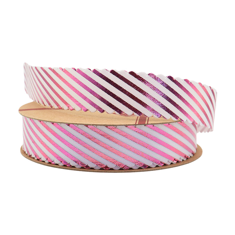 2.5cm 3.8cm diagonal stripes polyester ribbon for decoration