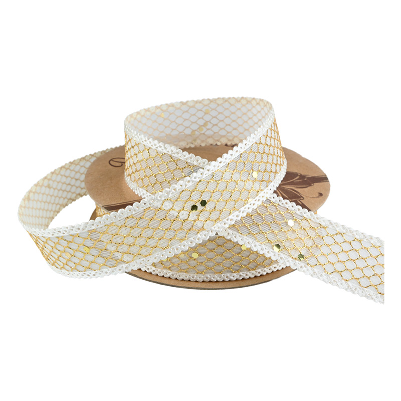 2.5cm 3.8cm shiny grid polyester ribbon for decoration