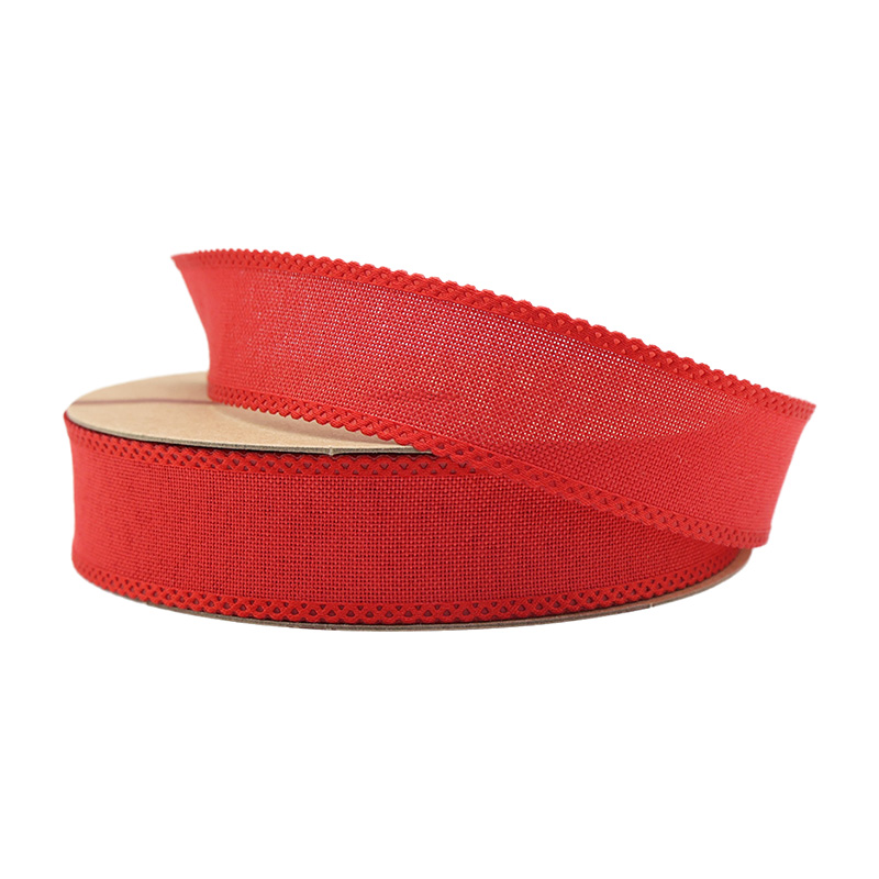 Solid Color 2.5cm 3.8cm wavy edge fine linen ribbon